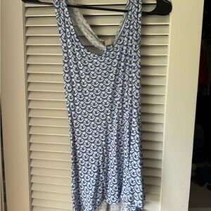Blue and White Patterned Tank Top